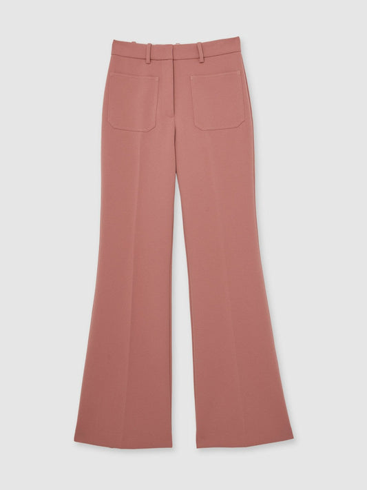 Twill Patch-Pocket Flared Trousers Pink | Women