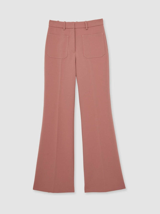 Petite Twill Patch-Pocket Flared Trousers Pink | Women