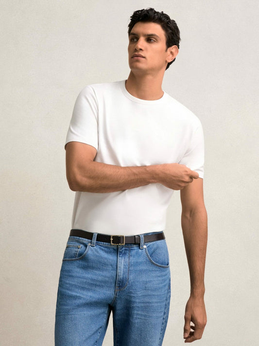 Stretch-Cotton Crew-Neck T-Shirt White | Men