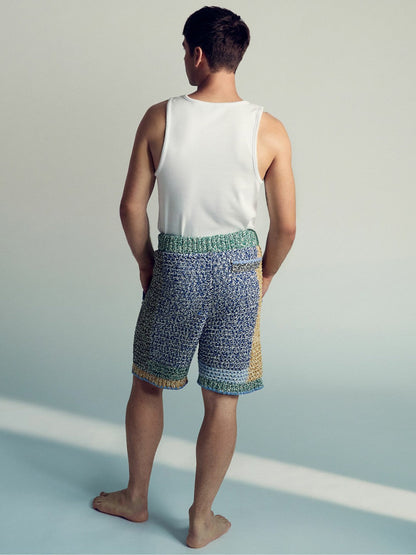 | Tom Daley Crochet Panel Shorts Yellow/Green/Blue Multi | Men