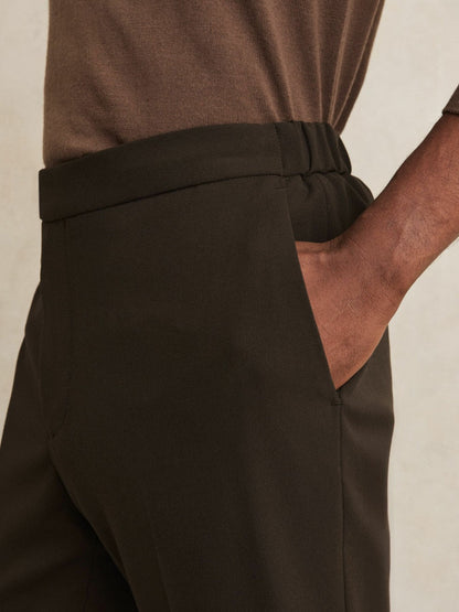 Slim-Fit Internal-Drawstring Trousers Brown | Men