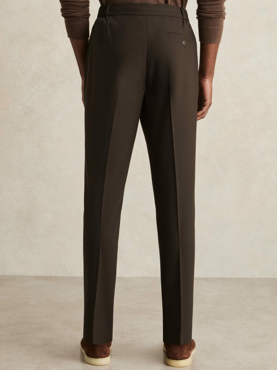 Slim-Fit Internal-Drawstring Trousers Brown | Men