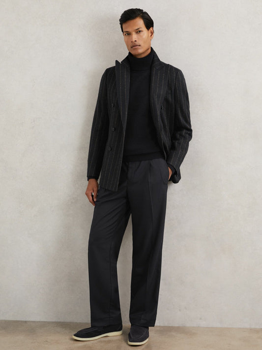 Relaxed-Fit Twill Drawstring Trousers Navy | Men