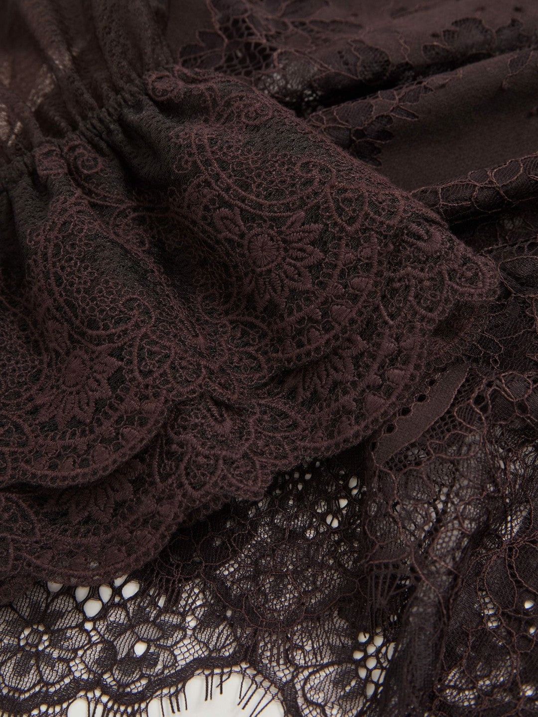 Lace Flared Cuff Blouse Chocolate Brown | Women