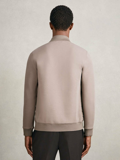 Hybrid Quilt and Knit Zip-Through Jacket Taupe Brown | Men