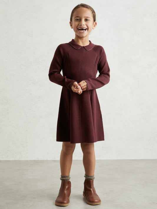 13-14 yrs Embellished Collar Knitted Dress Berry | Children & Baby