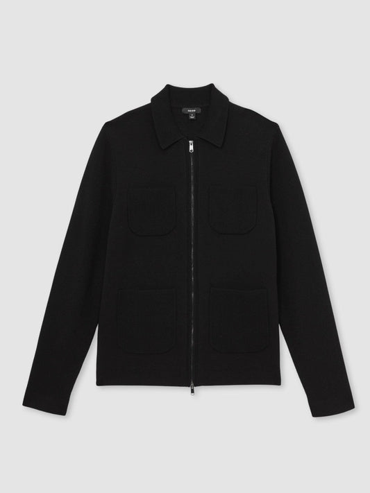 Four-Pocket Zip-Through Cardigan Black | Men