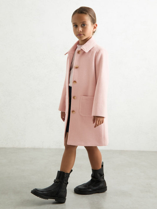 9-13 yrs Wool-Blend Single-Breasted Coat Pink | Children & Baby