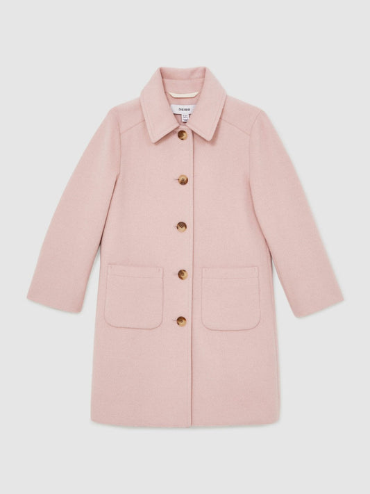 9-13 yrs Wool-Blend Single-Breasted Coat Pink | Children & Baby