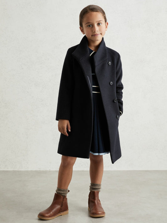3-9 yrs Wool-Blend Funnel-Neck Coat Navy | Children & Baby