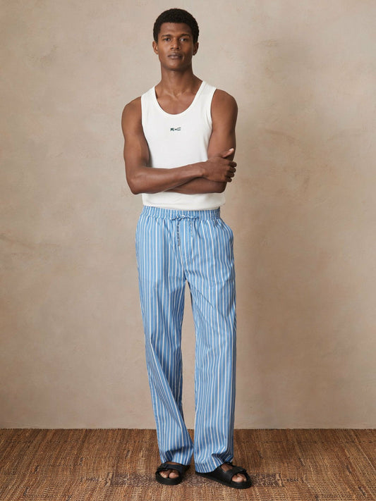 | Ché Poplin Stripe Trousers Bright Blue/White | Men