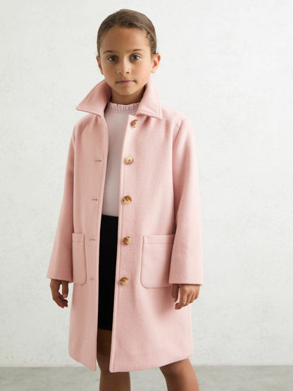 3-9 yrs Wool-Blend Single-Breasted Coat Pink | Children & Baby