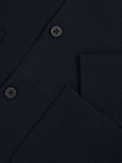 Button-Through Ribbed-Sleeve Shirt Navy Blue | Men
