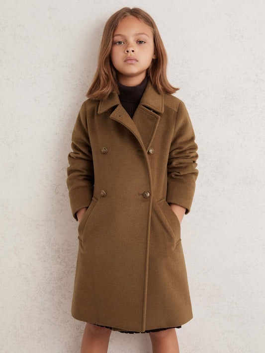 9-13 yrs Wool-Blend Double-Breasted Coat Camel | Children & Baby
