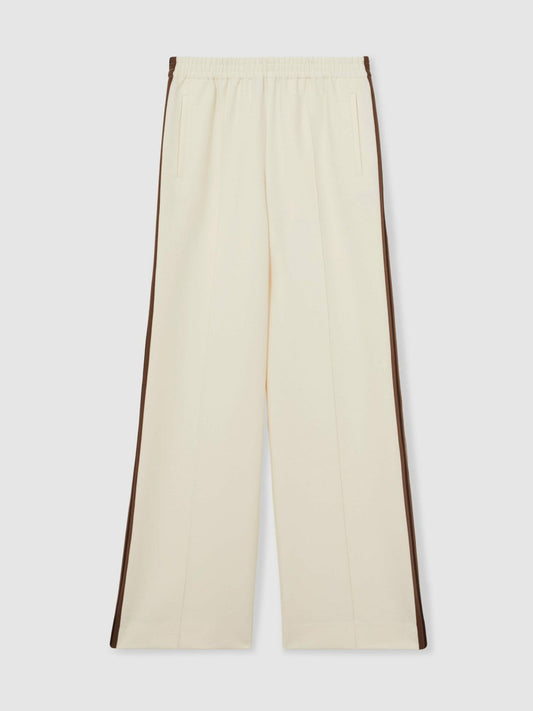 Petite Side-Stripe Wide-Leg Trousers Cream | Women