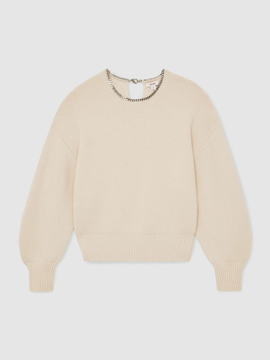 Wool-Blend Necklace-Trim Jumper with Cashmere Cream | Women