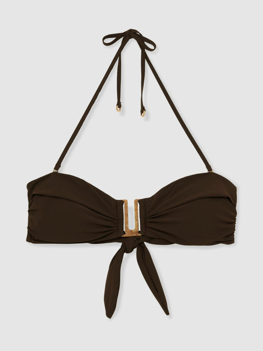Removable Strap Bandeau Bikini Top Chocolate | Women