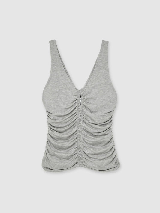 Stretch Lyocell Jersey Ruched Vest Silver Grey | Women