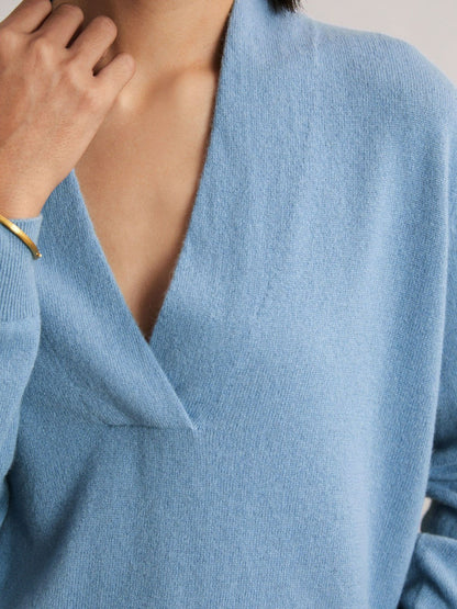Cashmere V-Neck Jumper Blue | Women