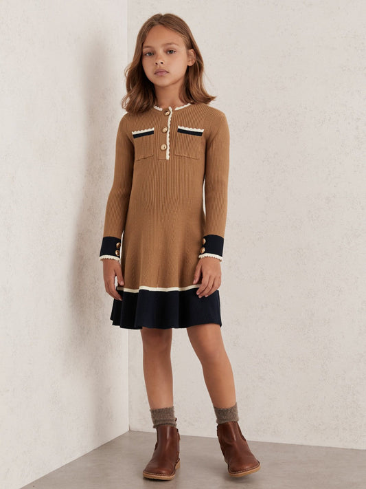 3-9 yrs Scallop-Trim Rib-Knit Dress Camel | Children & Baby