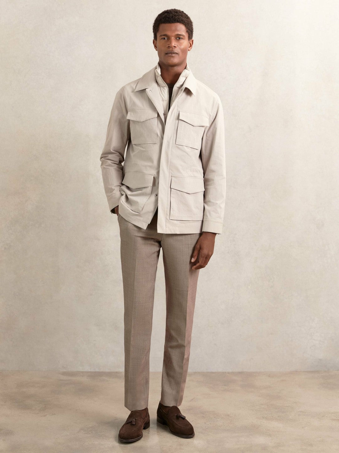 Removable-Gilet Safari Jacket Stone | Men