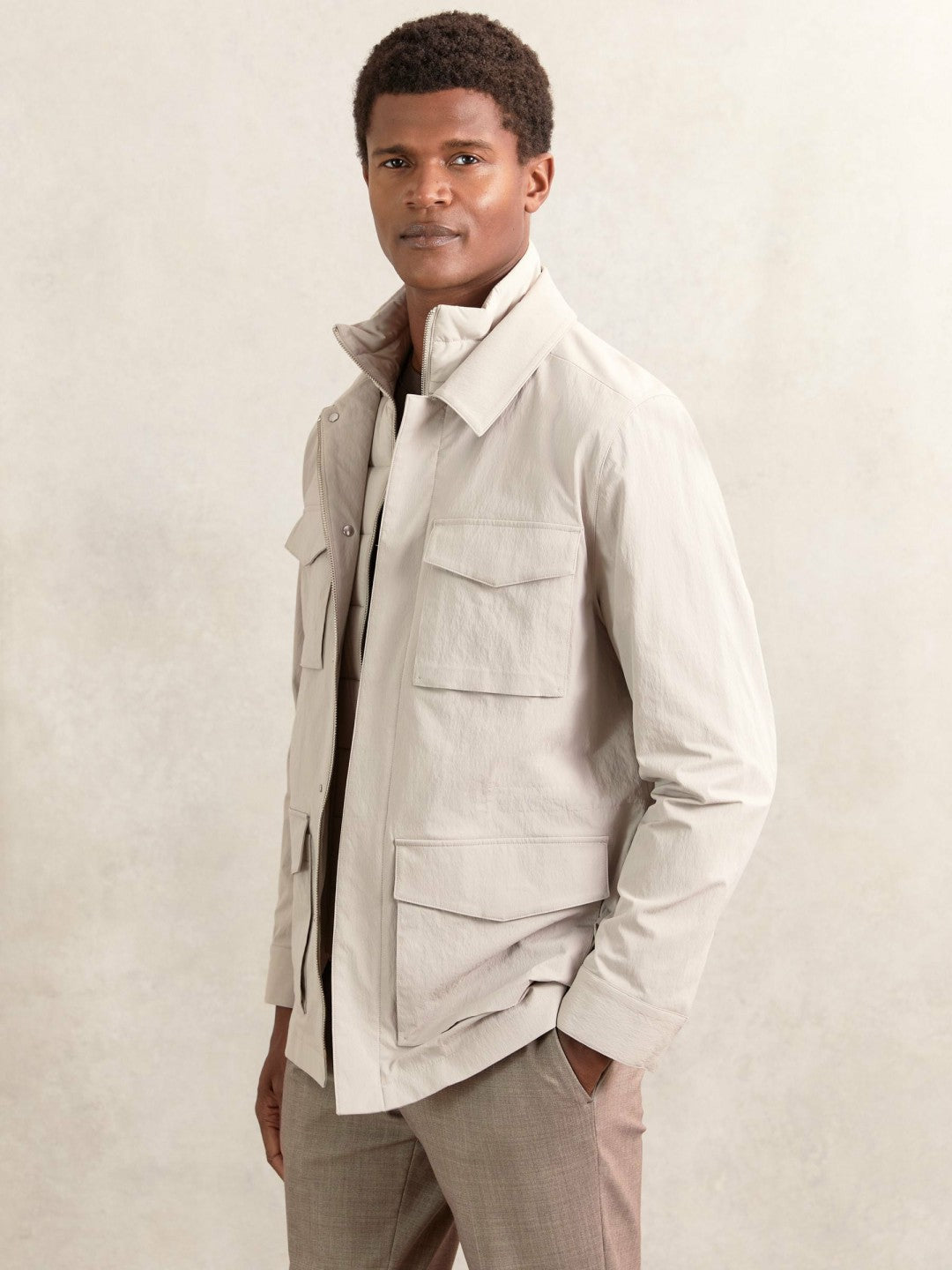 Removable-Gilet Safari Jacket Stone | Men