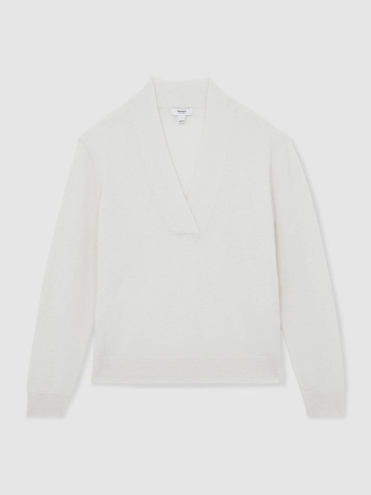 Cashmere V-Neck Jumper Cream | Women