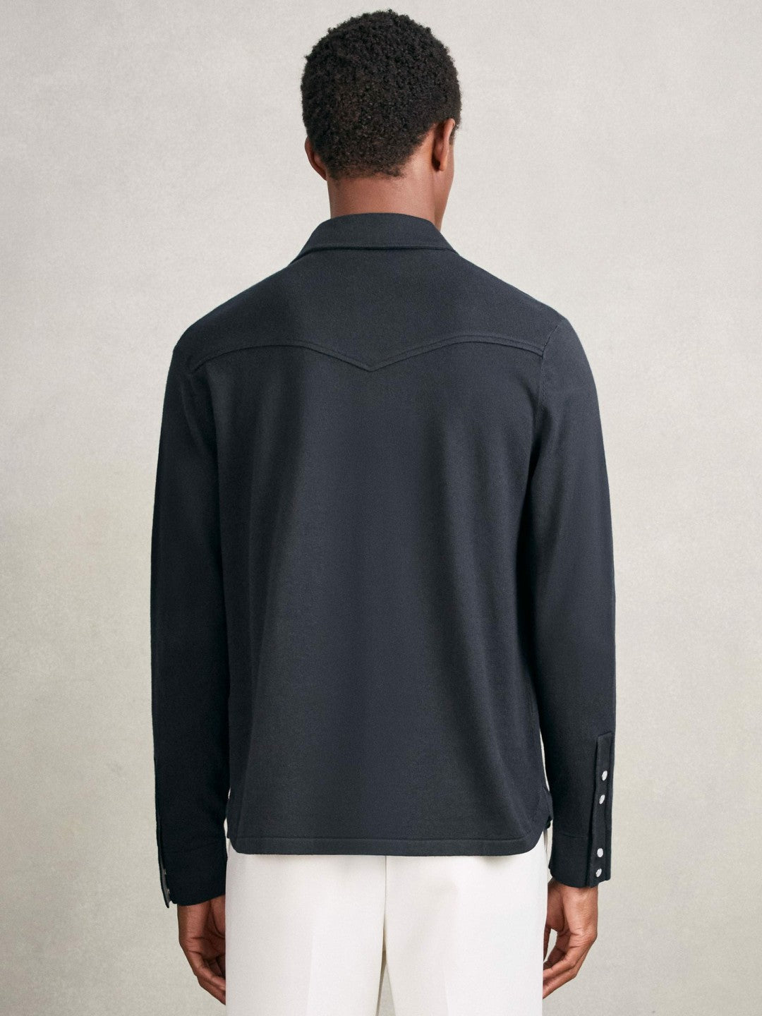 Cotton-Cashmere Western Knitted Shirt Navy | Men