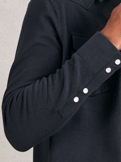 Cotton-Cashmere Western Knitted Shirt Navy | Men