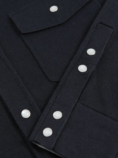 Cotton-Cashmere Western Knitted Shirt Navy | Men