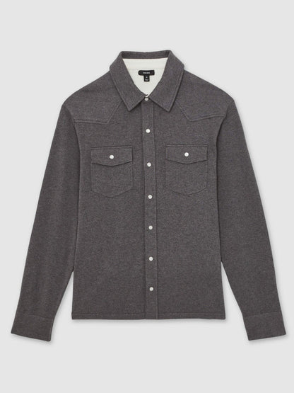 Cotton-Cashmere Western Knitted Shirt Charcoal Grey | Men