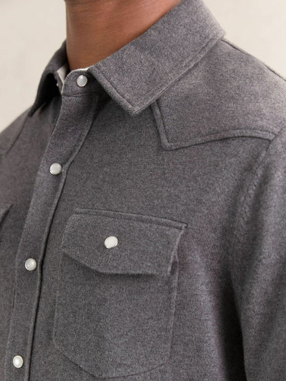 Cotton-Cashmere Western Knitted Shirt Charcoal Grey | Men