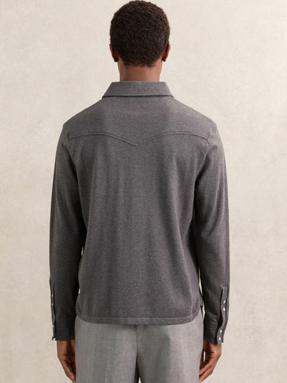 Cotton-Cashmere Western Knitted Shirt Charcoal Grey | Men