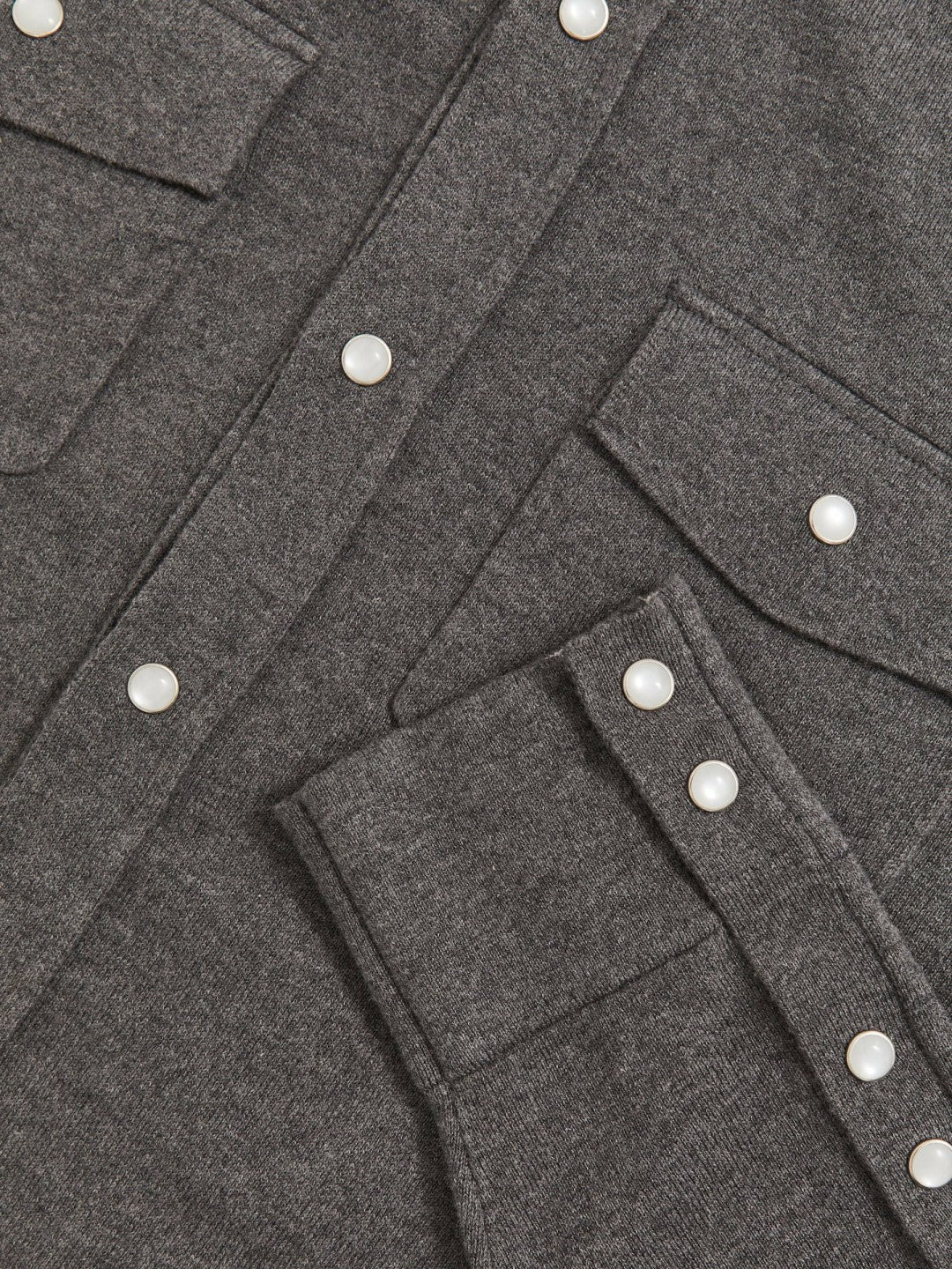 Cotton-Cashmere Western Knitted Shirt Charcoal Grey | Men