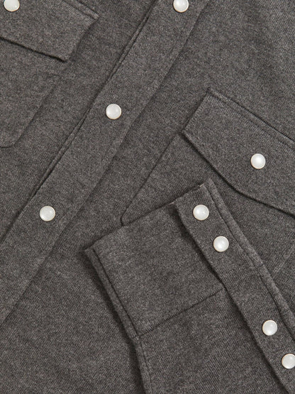 Cotton-Cashmere Western Knitted Shirt Charcoal Grey | Men