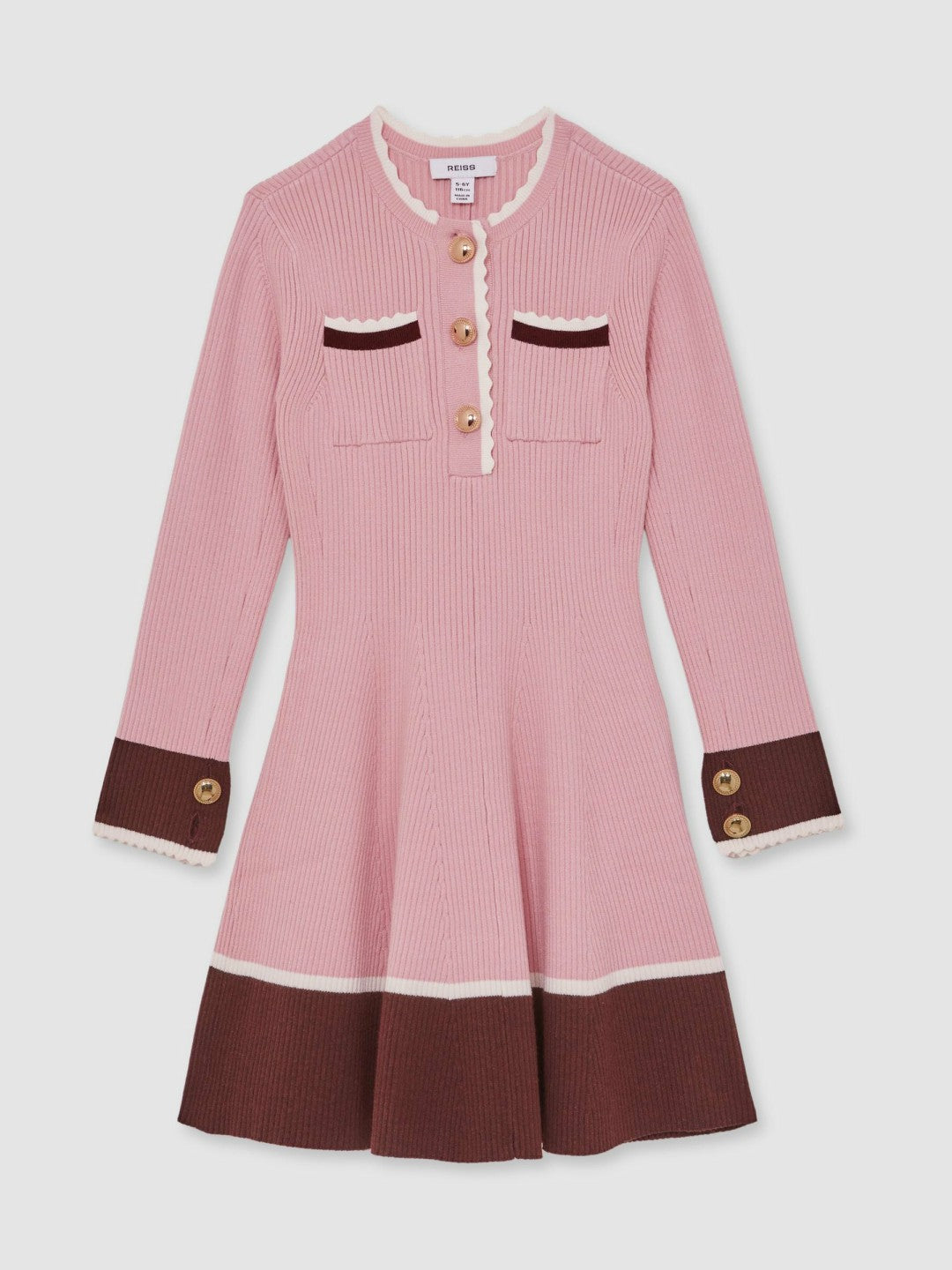 13-14 yrs Scallop-Trim Rib-Knit Dress Pink | Children & Baby