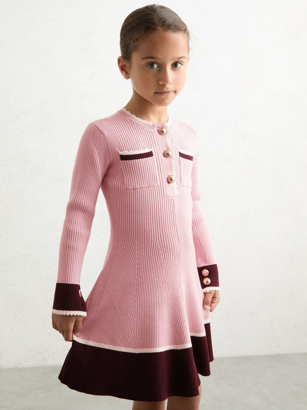 13-14 yrs Scallop-Trim Rib-Knit Dress Pink | Children & Baby