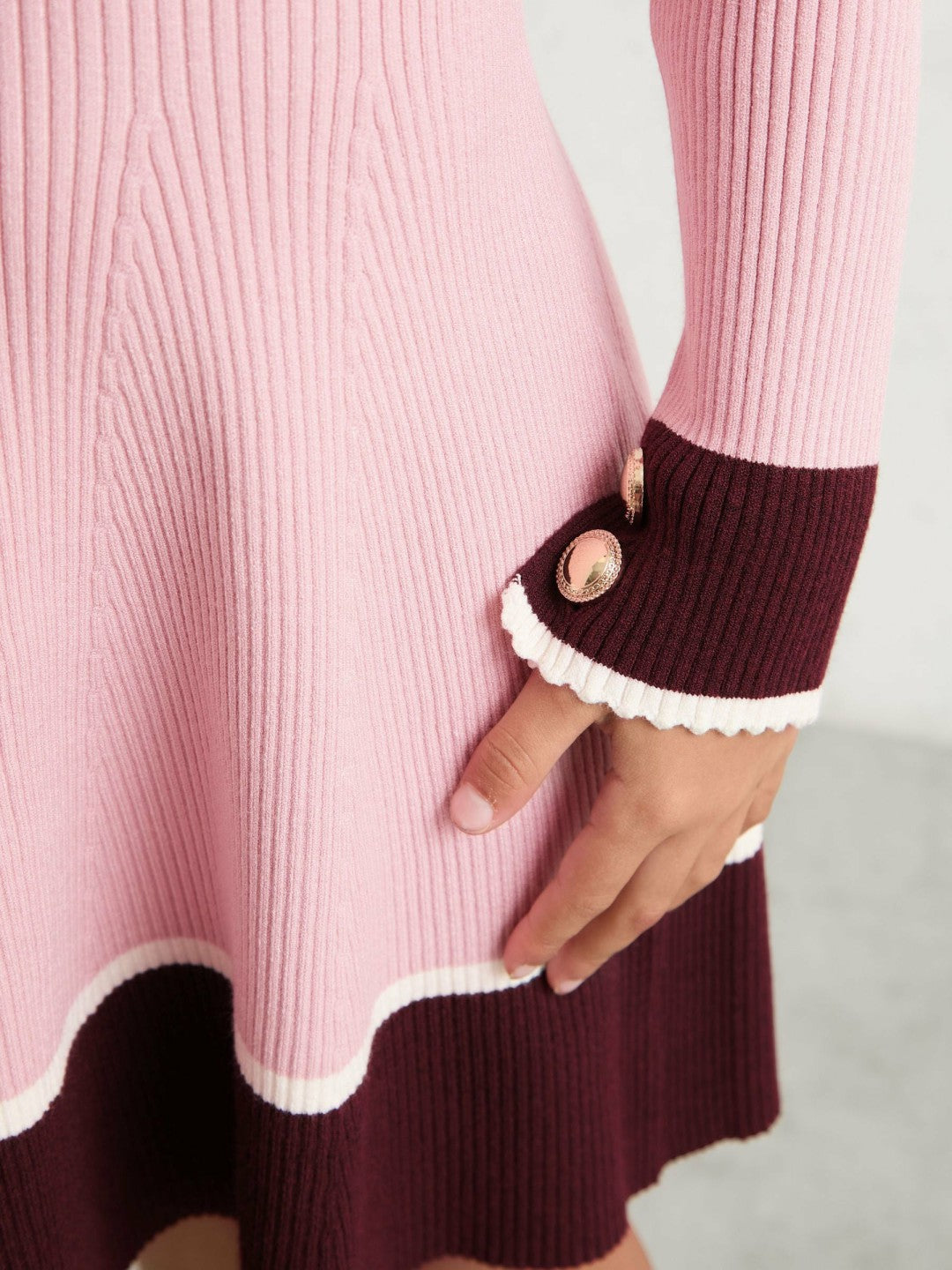 13-14 yrs Scallop-Trim Rib-Knit Dress Pink | Children & Baby