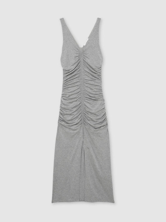 Stretch-Modal Ruched Jersey Dress Grey | Women