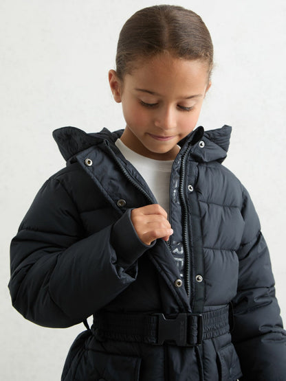 Longline Hooded Puffer Coat Navy | Children & Baby