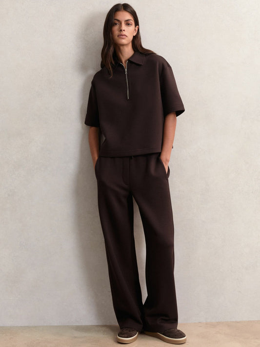 Short-Sleeve Half-Zip Sweatshirt Plum Purple | Women