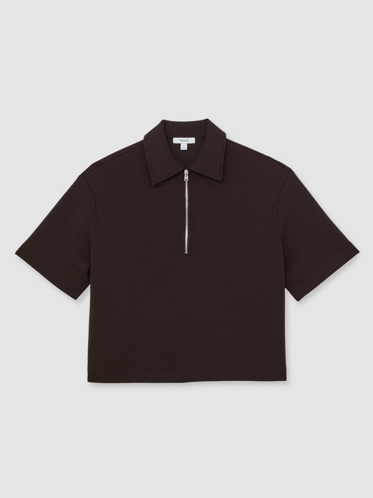Short-Sleeve Half-Zip Sweatshirt Plum Purple | Women