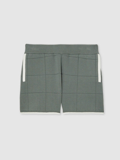 Tipped Knit Stitch-Detail Shorts Dark Sage Green | Children & Baby