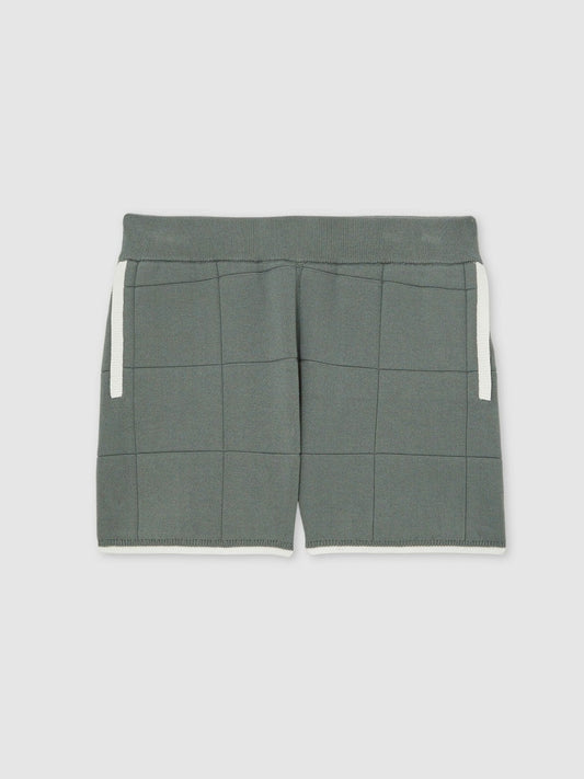Tipped Knit Stitch-Detail Shorts Dark Sage Green | Children & Baby
