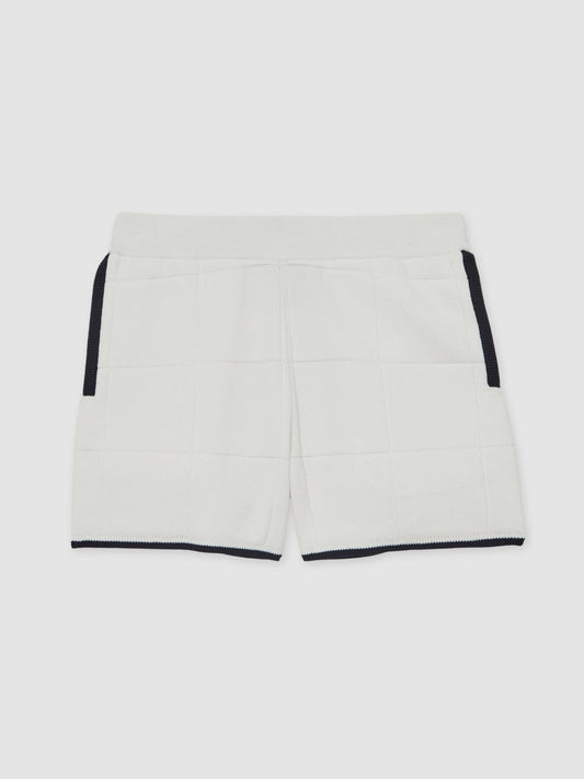 3-9 yrs Tipped Knit Stitch-Detail Shorts White/Navy | Children & Baby