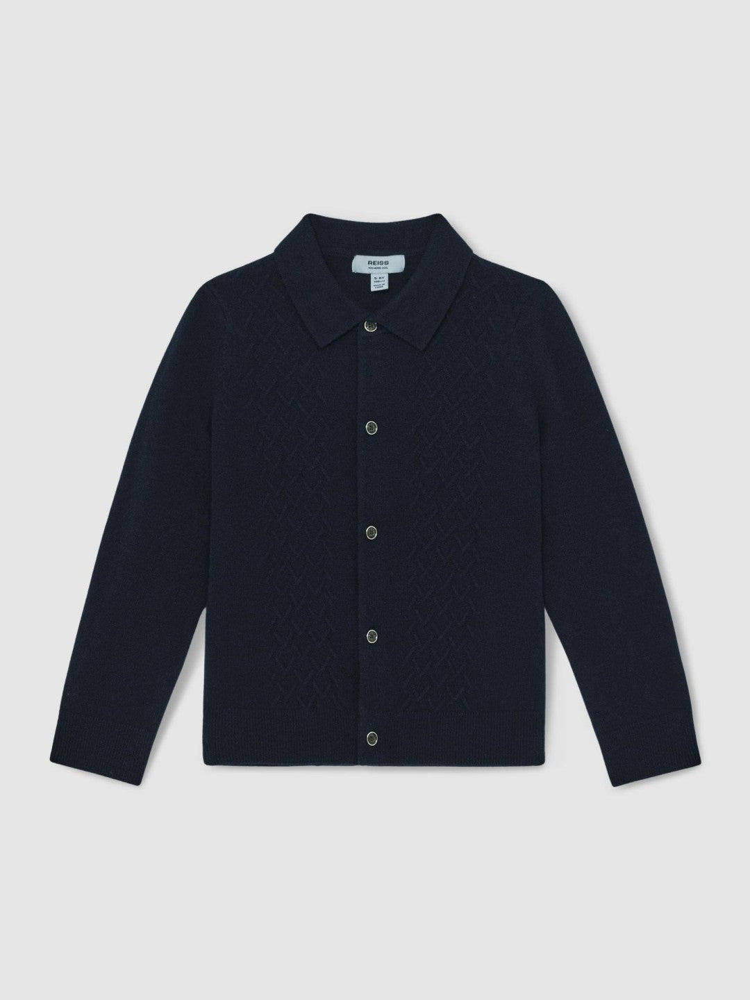 3-9 yrs Wool V-Stitch Button-Through Cardigan Navy Blue | Children & Baby