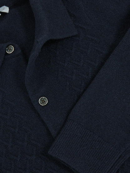 3-9 yrs Wool V-Stitch Button-Through Cardigan Navy Blue | Children & Baby