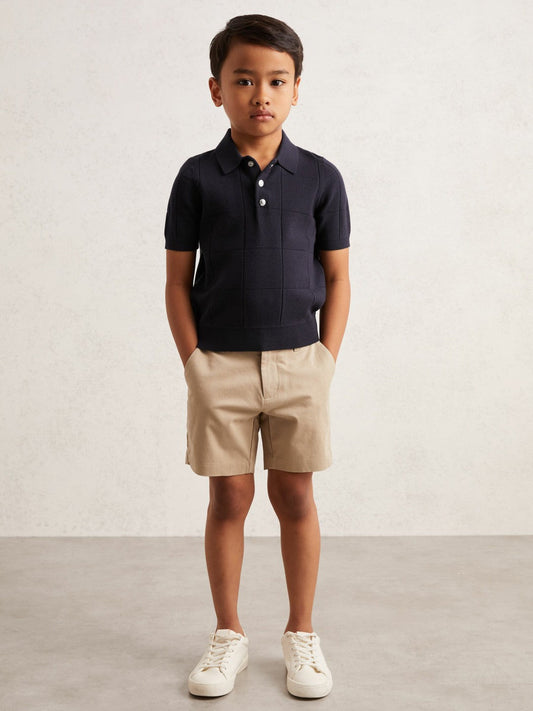 13-14 yrs Stitch-Detail Press-Stud Polo Shirt Navy Blue | Children & Baby
