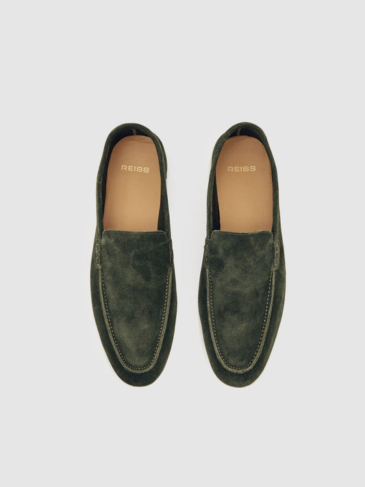 Suede Slip-On Loafers Forest Green | Men