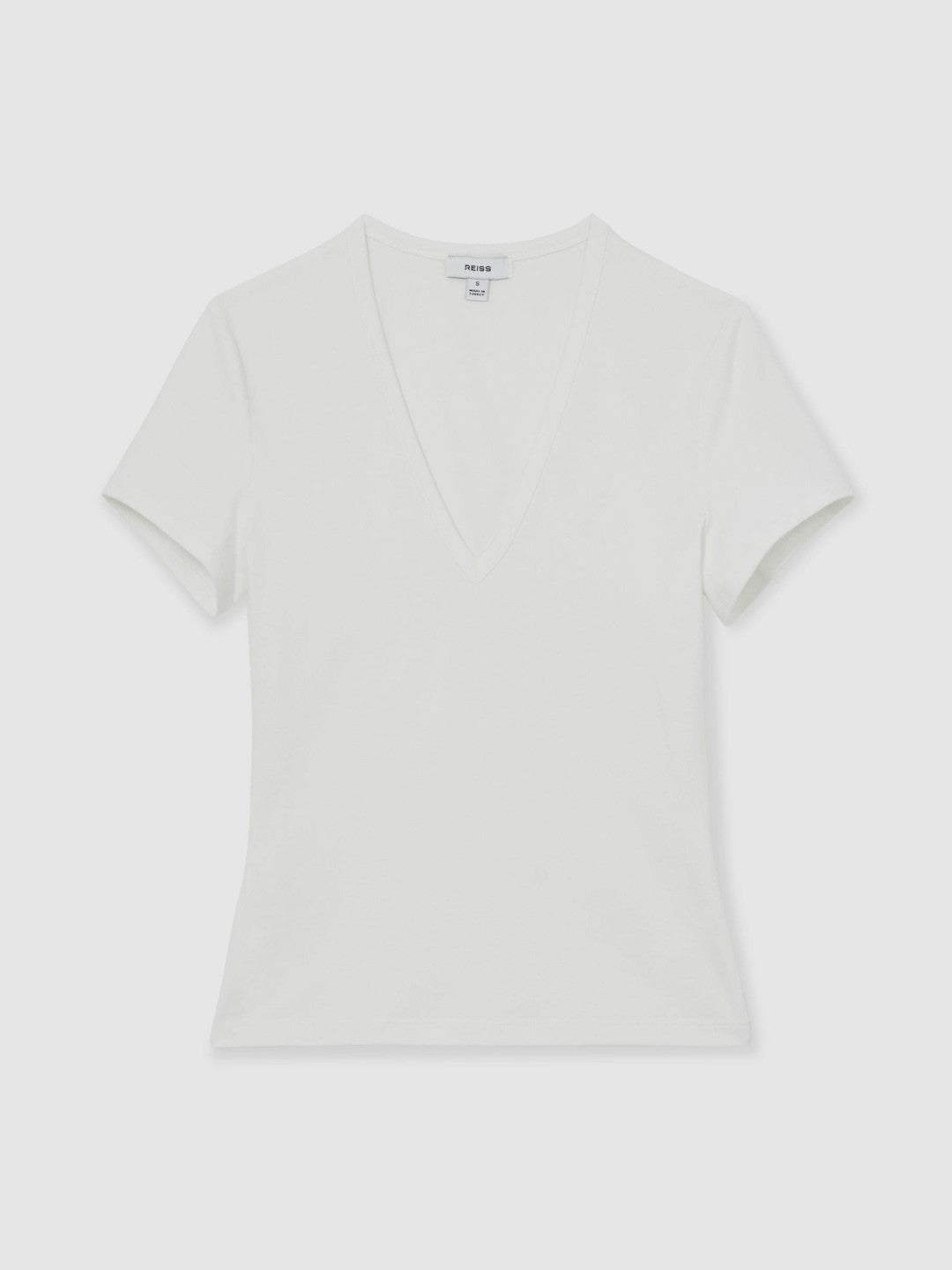 Stretch Cotton V-Neck T-Shirt White | Women